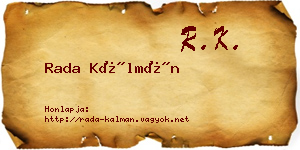 Rada Kálmán névjegykártya